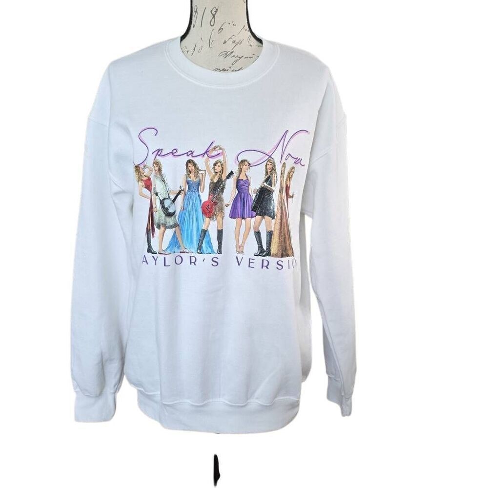 Speak Now Taylor's Version Womens Size Medium White Fleece Sweatshirt